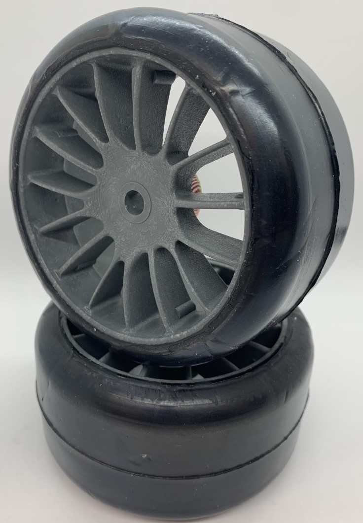 PMT Slick UltraSoft 1/5th tyre on grey flex rims 1 pair