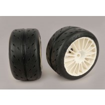 FG SLIK-R Tyres preglued on ATS 65mm White Wheels, 2pcs